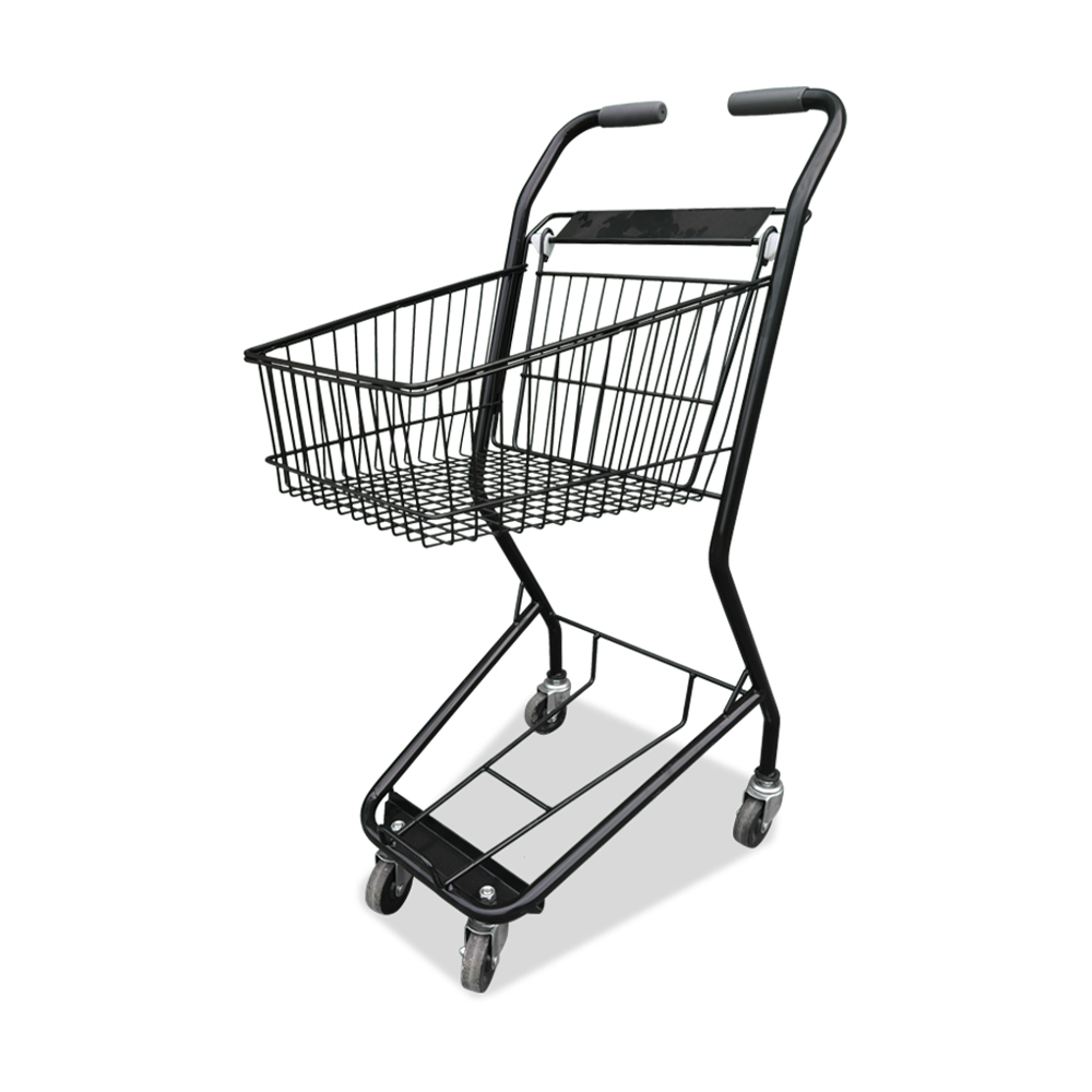 Supermarket Hand Push Shopping Cart 4 Wheels